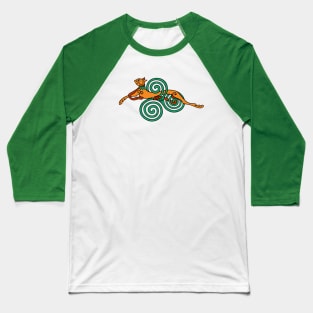 Celtic Lucky Cat Triple Spirals Baseball T-Shirt